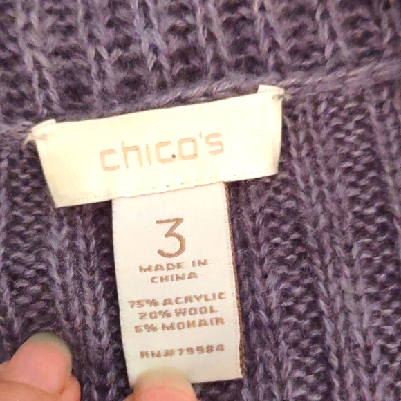 Chico's Lavender Wool Mohair Cardigan Knit Sweater Size 3 - Picture 4 of 5